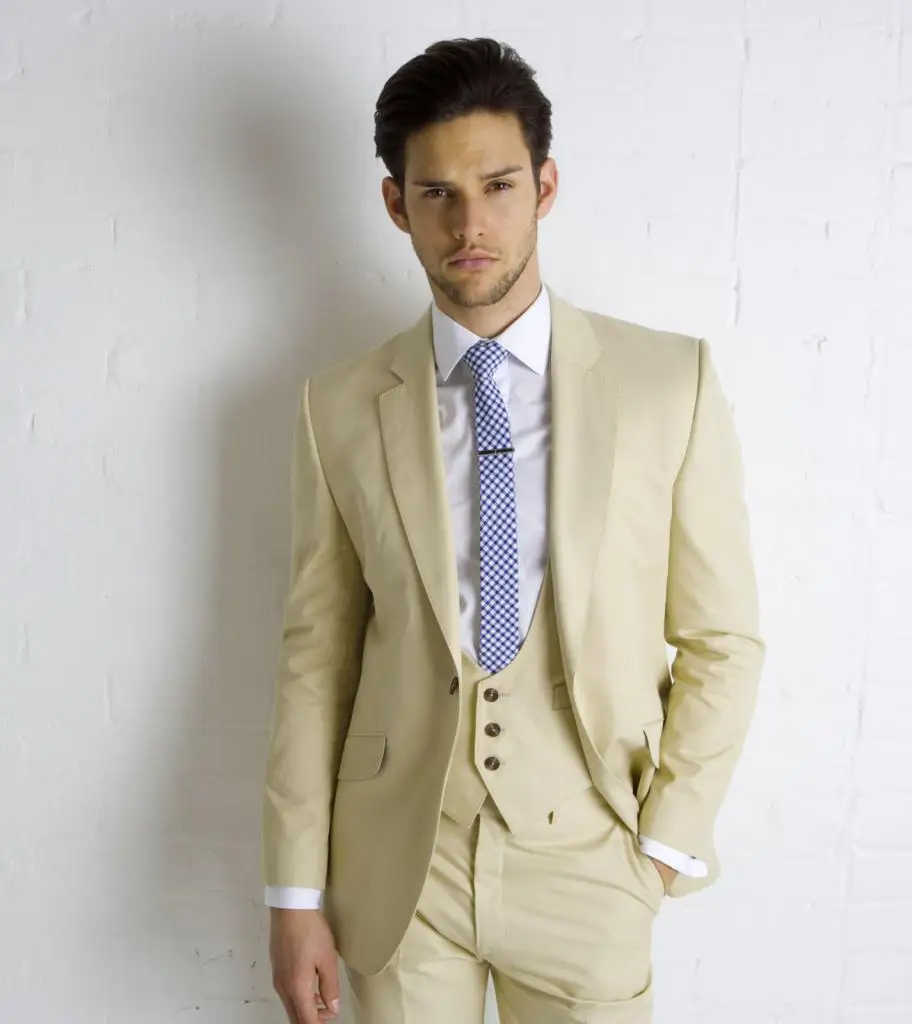 Сшитый на заказ бежевый смокинг жениха из 3 предметов, приталенный мужской свадебный костюм для выпускного вечера в итальянском стиле, Костюм Джентльмена terno masculino