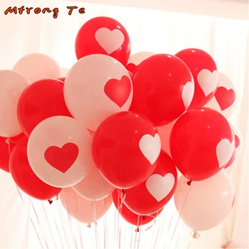 

50pcs 12inch Red White Printed Latex Balloons Helium Inflatable Bride Shower Wedding Marriage Party Decoration Balloon Supplies
