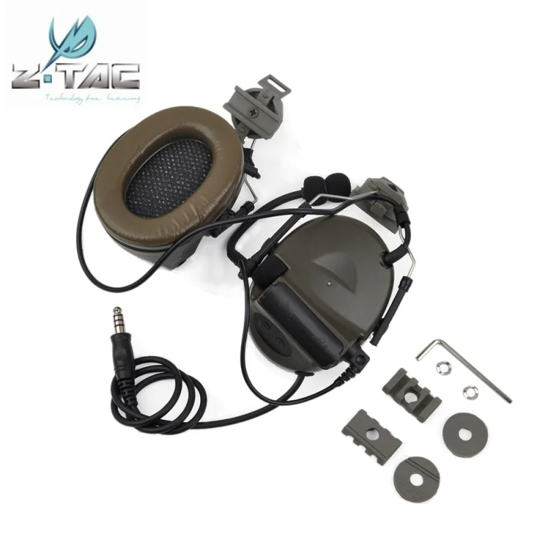 Z Tactical Softair Comtac II Headset For Fast Helmets Peltor Helmet Rail Adapter Military Ztac Airsoft Aviation Headphone Z031 - Color: FG