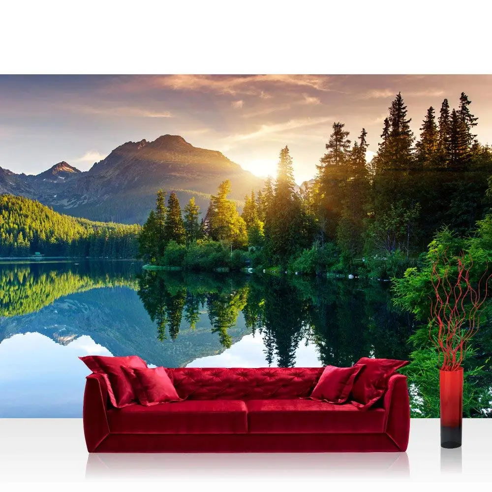 Custom Wallpaper Murals Large Wall Mountain Reflection ...