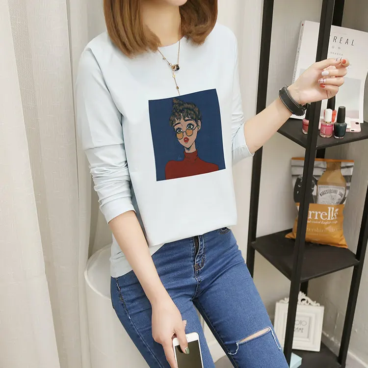 Autumn Cartoon Printed Tshirts Women's Long Sleeve T-shirt Female Casual Tees M-XXL Cotton T-shirts For Women Poleras Mujer 2019 (13)