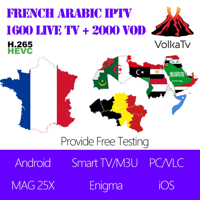 Volka NEO IPTV Arabic French IPTV subscription Line 1800 Live TV 2000 VOD for MAG Android Smart TV Enigma iOS Mobile Tablet PC