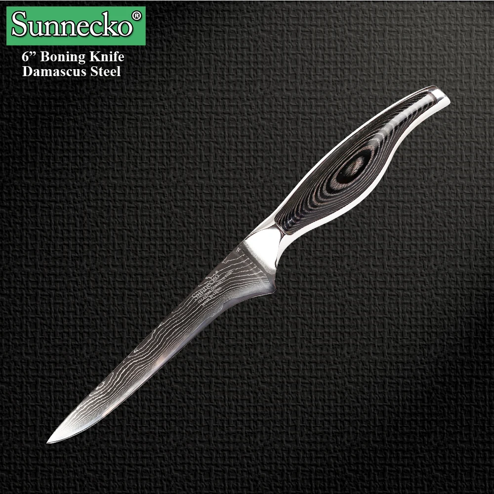 

SUNNECKO Professional 6" inch Damascus Boning Knife Japanese VG10 Steel Strong Hardness Cutter kitchen knives Pakka Wood Handle