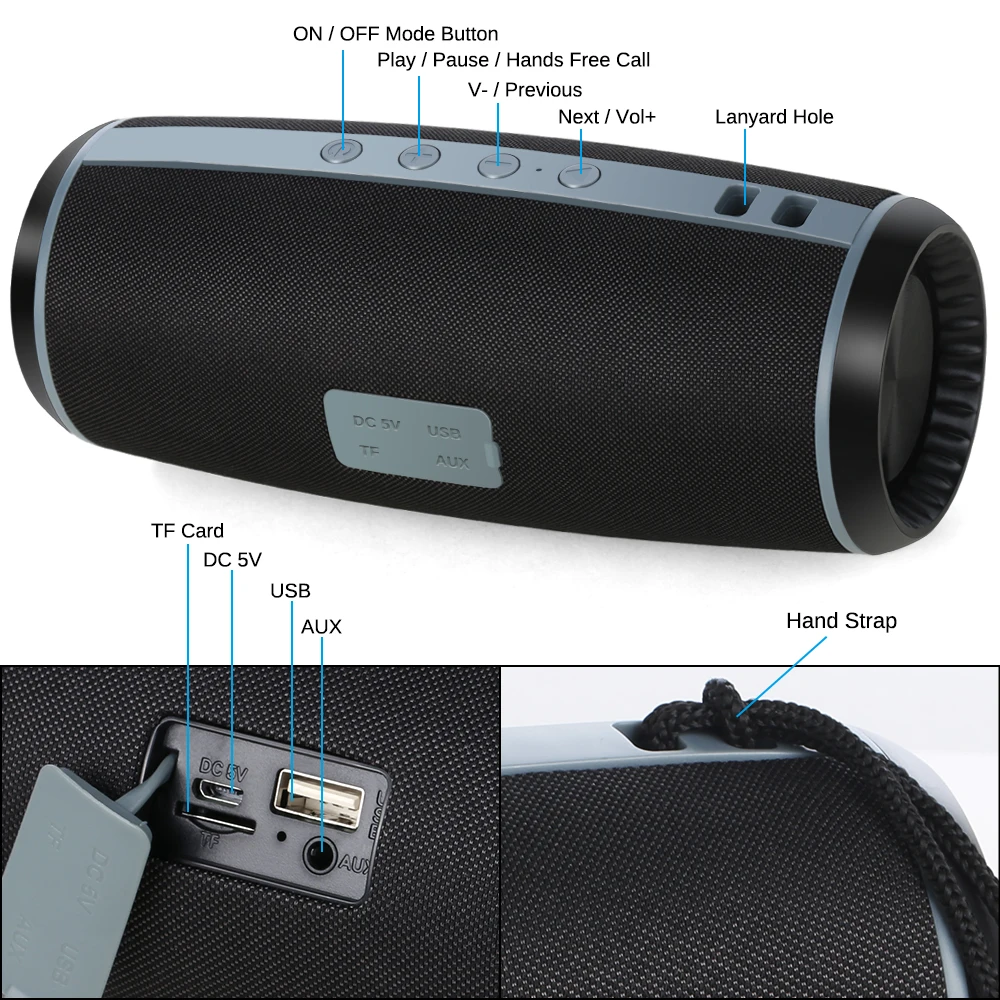 Портативный bluetooth динамик TOPROAD беспроводной стереонаушник с большой мощностью 10