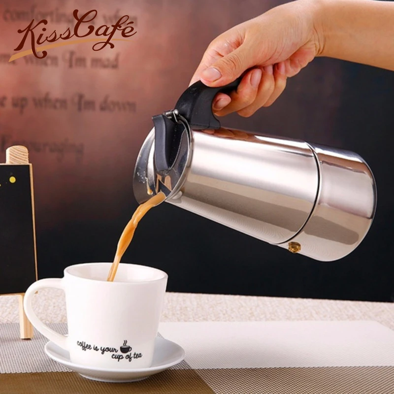 Stainless Steel Italy Coffee Moka Pot Large Capacity Household Espresso Coffee Maker Machine Accessories For 2-12 Cup Kitchen 