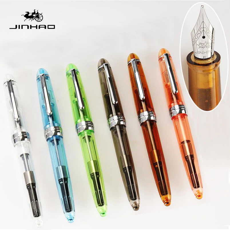 

High Quality Jinhao Fountain pen ink pen 0.5mm NIB Stylo plume luxury Iraurita Transparent Penna stilografica Chancery 03827