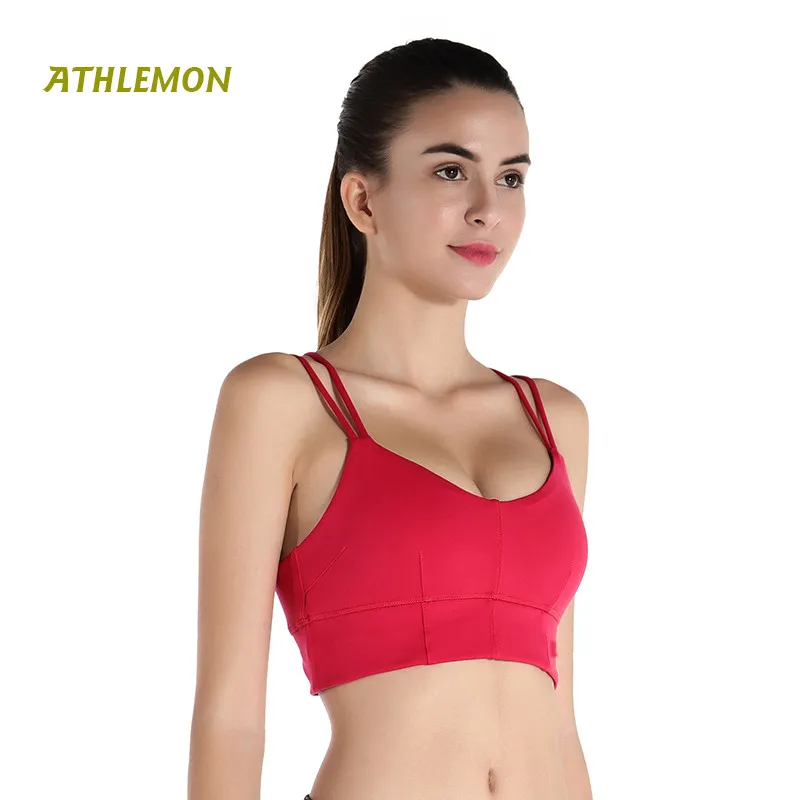 2018 Sexy Yoga Bra Women Cross Strapped Backless Red Running Sports Bra