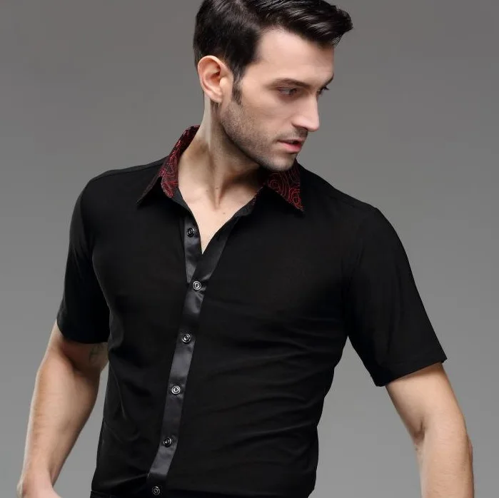 Summer Latin dance boy man short sleeve Latin shirts mens Cha Cha Samba