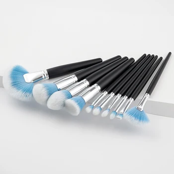 

Pro Lady 10 pcs Professional Soft Makeup Brushes kit Eyeshadow Contour Foundation Powder Fan Beauty tools Nose Face Brush Set