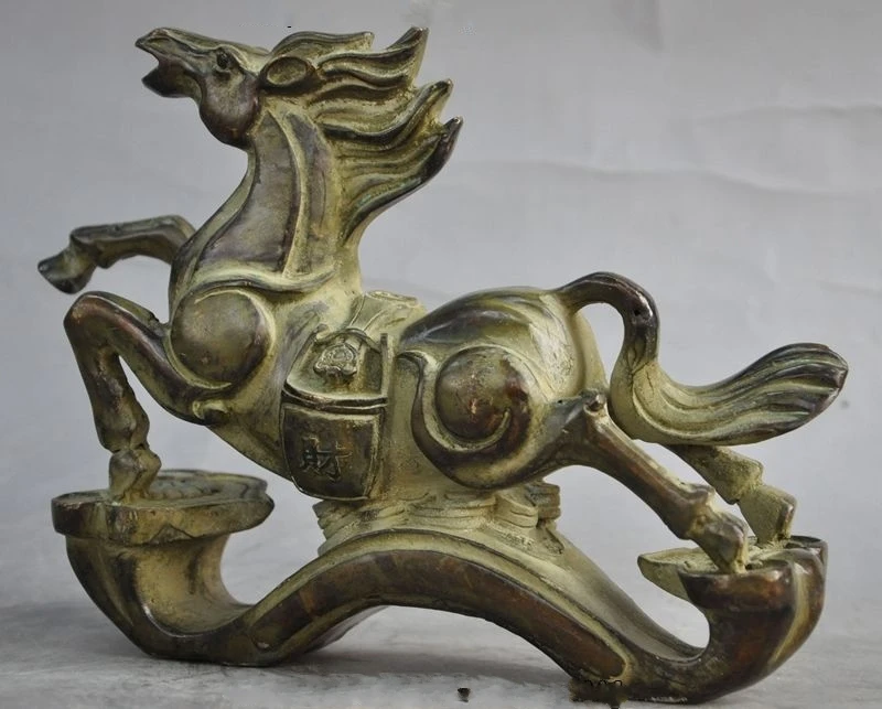 

7"Old China fengshui Bronze Wealth Ruyi Success Zodiac Year Horse Animal Statue