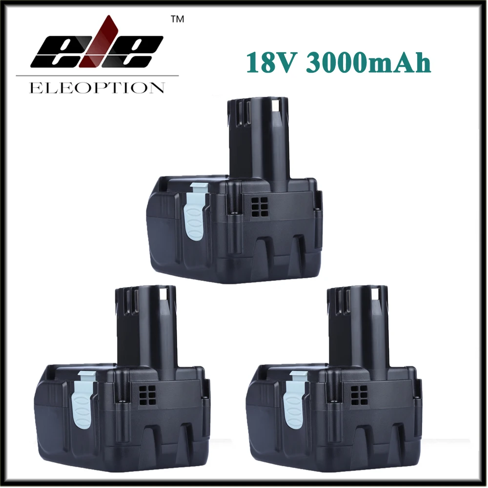 

3x Eleoption 18V 3000mAh Li-ion Rechargeable Battery for Hitachi BCL1815 BCL1830 EBM1830 327730 C18DL