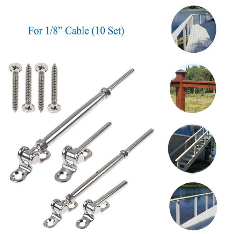 

Stainless Steel Wire Rope DIY Balustrade Sets Kit 10PCS Wind Rain Proof 10*Connectors+10*Pullers+40*Screws