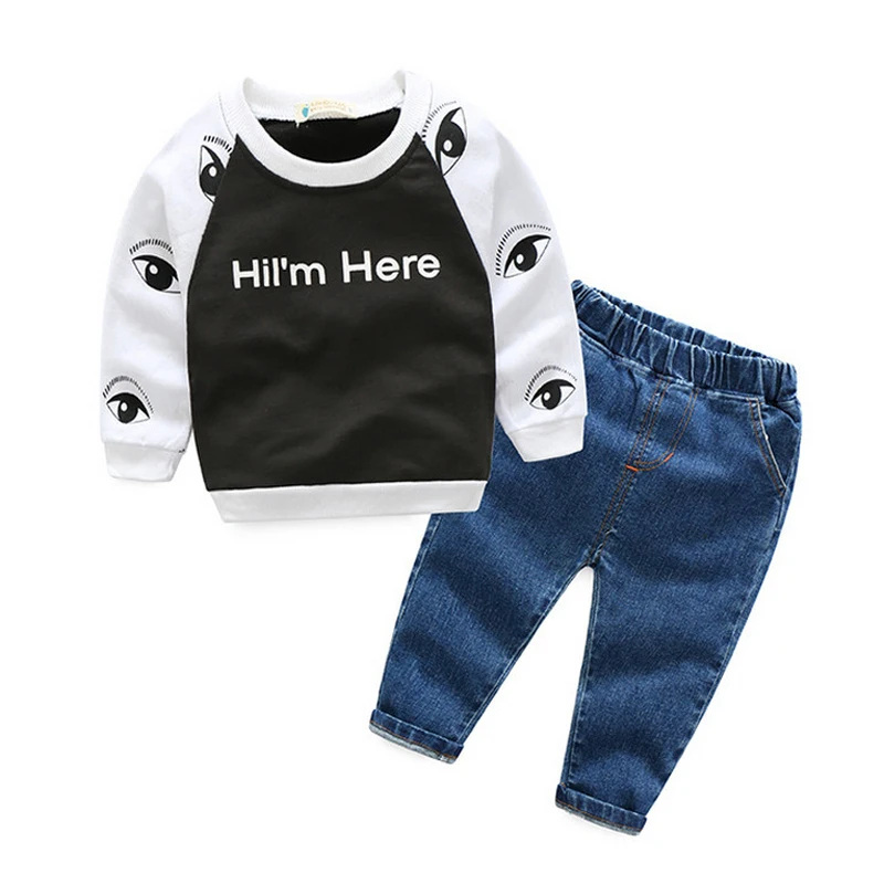 Kids Clothes Baby Boy autumn Clothes Set Tank Top + Jeans infant Children Toddler Boy Clothing