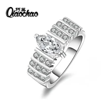 White plated ring 8 Carat Crown AAA CZ Silver beads Wedding Rings For Women Luxury Engagement fashion jewelry R50