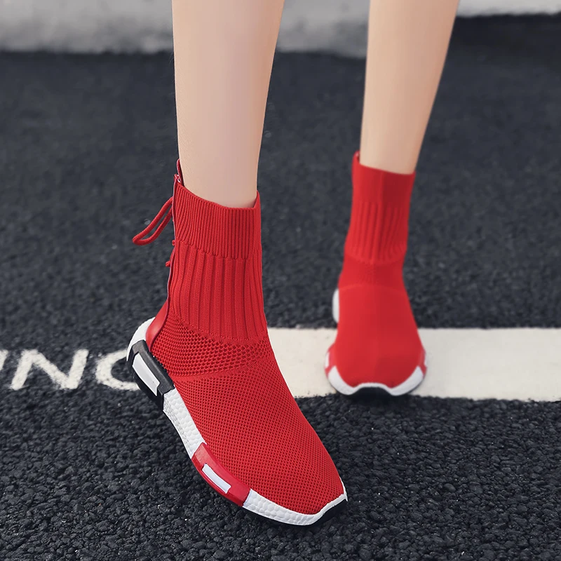 

2018 Breathable Ankle Boot Women Socks Shoes Female Sneakers Casual Elasticity Wedge Platform Shoes Camouflage zapatillas Mujer