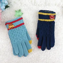 GLV950 fall and winter touch screen font b gloves b font jacquard fleece keep warm knitting