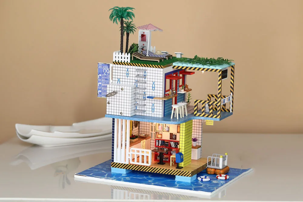 Diy миниатюрный деревянный кукольный домик Миниатюрный сборный кукольный дом мебель модель наборы ручная головоломка игрушка для детей подарок на день рождения