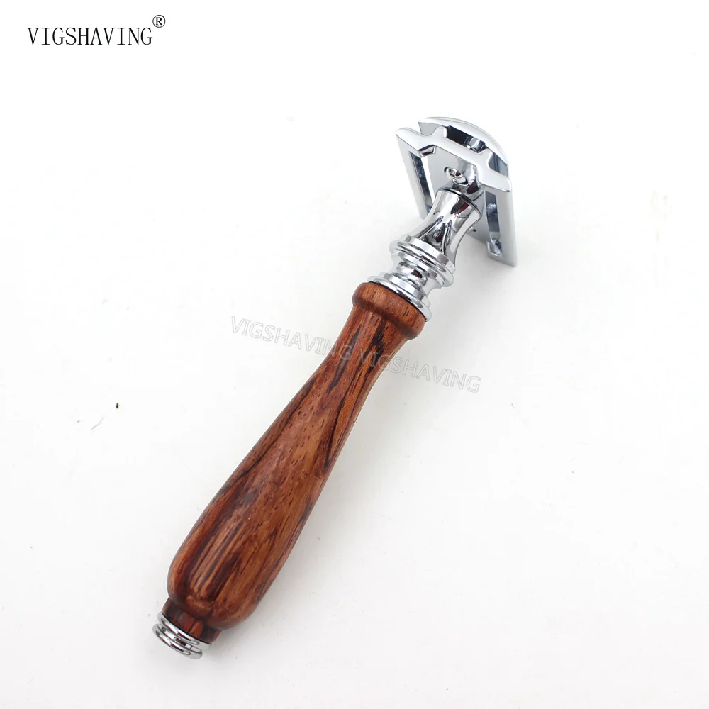 Безопасная бритва с двумя краями и деревянной ручкой Bubinga