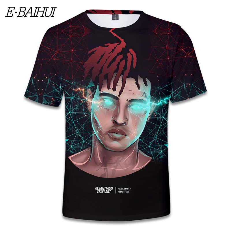 E-BAIHUI xxxtentacion Print 3D T Shirt Men Summer Fashion Hip Hop rap revenge T-Shirt Male fitness Tshirts Mens Clothing FT01