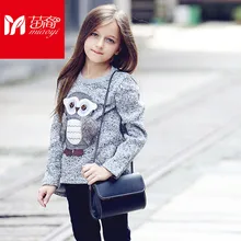 Fashion and cozy Girls Fleece Lined Zipper Sweater Cartoon Cute Owl Casual Cotton Girls Winter Clothes Girls sweater for 6 to 14