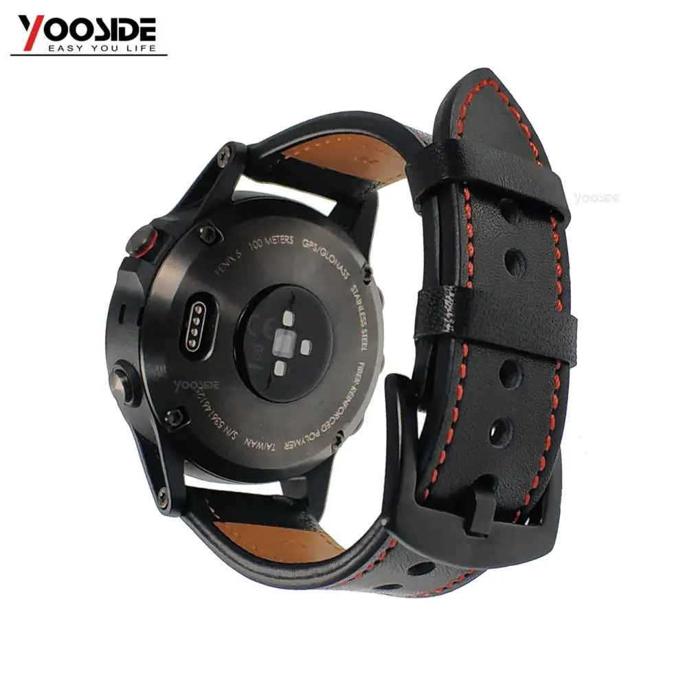 

YOOISDE 22mm Genuine Leather Strap Replacement Watch Band for Garmin Fenix 5/F Plus/Forerunner 935/Quatix 5 Wristband