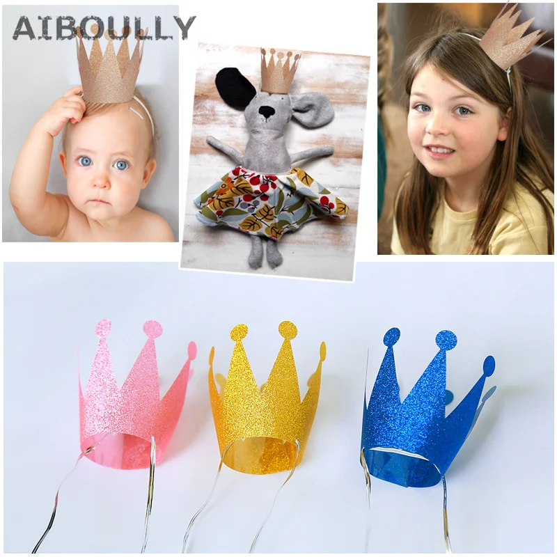 

6pcs Adult Child Crown Cap Party Supplies Prince Princess Shiny Plastic Party Decor Birthday Party Baby Shower Children Hat