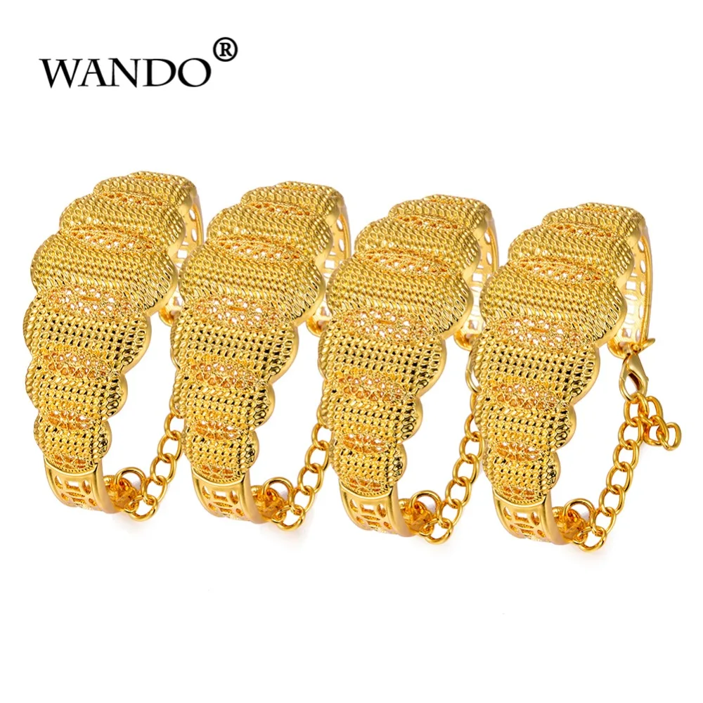 

WANDO Trendy 4pcs/lot Ethiopian/Dubai/African/France/jewelry Gold Color Bangles Jewelry Gold Bangles&Bracelets for Women Gifts