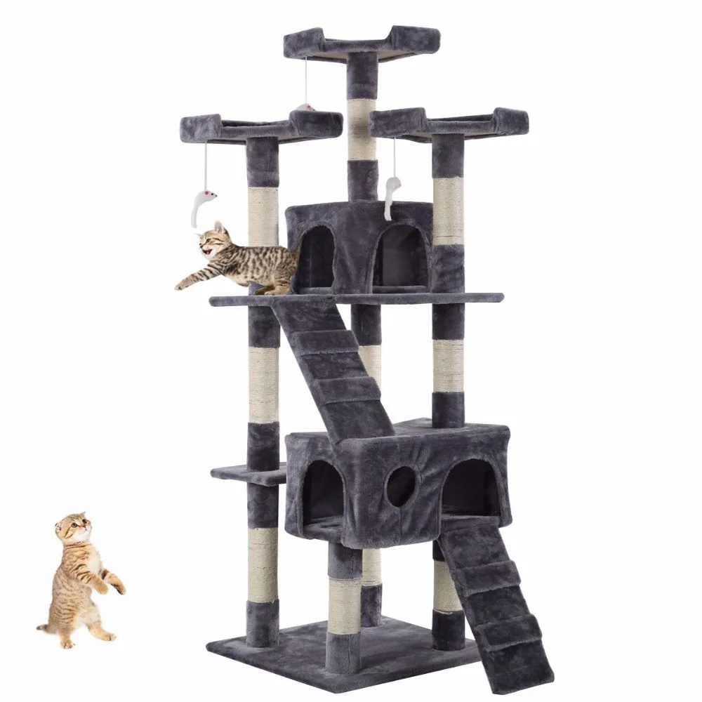 170cm-Cat-Scratcher-Cat-Pet-Bed-Climb-Post-Tree-Toy-Activity-Center-Play-Pole-PS5793GR