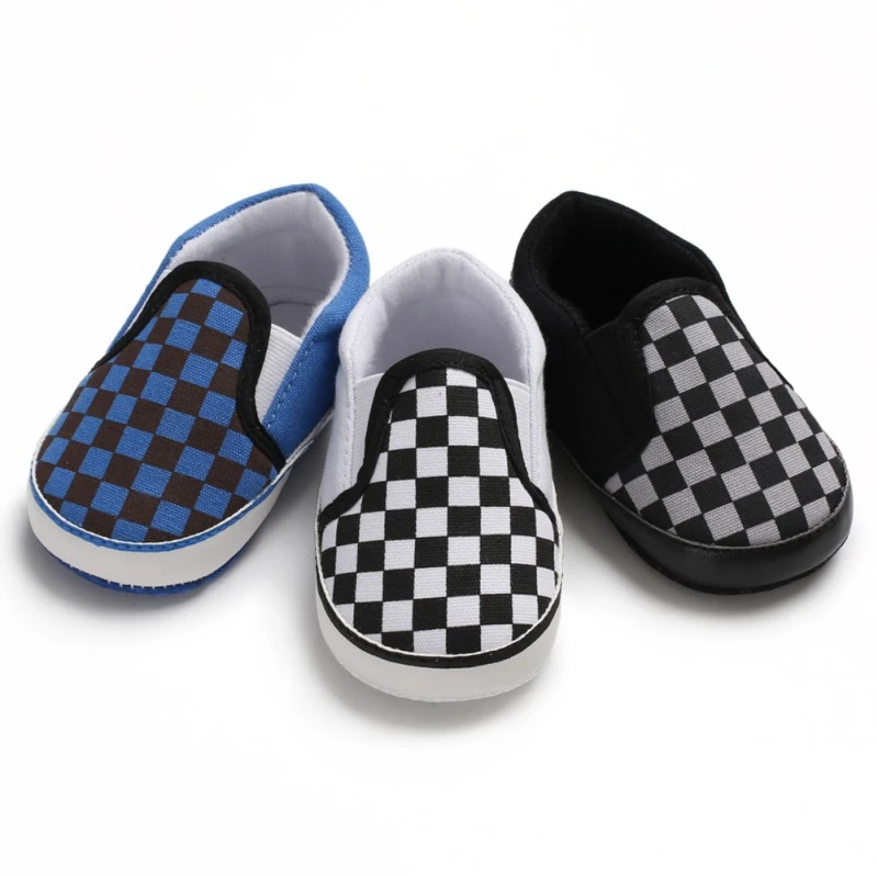 

Baby Boy Plaid Pattern Anti-Slip Casual Walking Shoe Soft Soled First Walkers