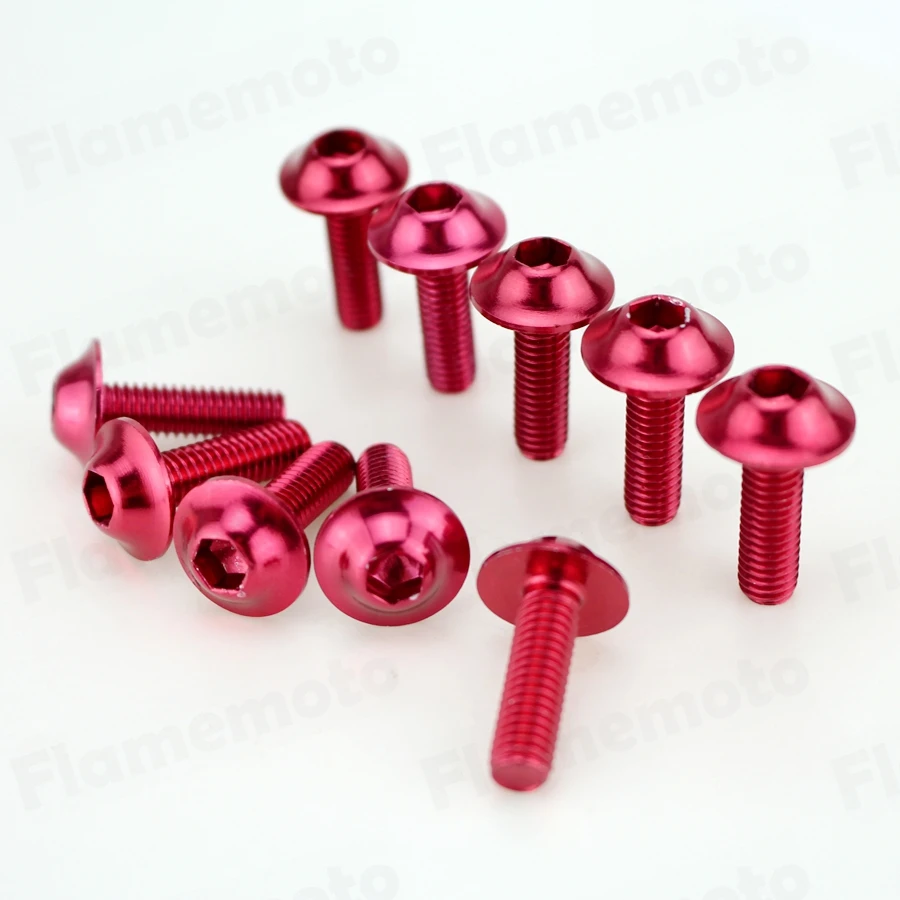 

10pcs Red Motorcycle Bolts Screw M6 x 20mm Aluminum adornment
