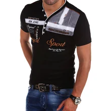 ZOGAA Мужская рубашка поло с коротким рукавом летние v-образные вырезы модные рубашки мужские с буквенным принтом новые модные топы тонкие рубашки