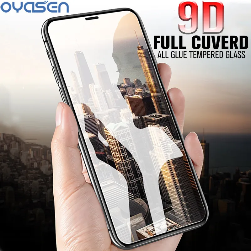 Закаленное стекло 9D для iPhone XS Max XR X 8 7 6S 6 Plus взрывозащищенное полностью клеящееся
