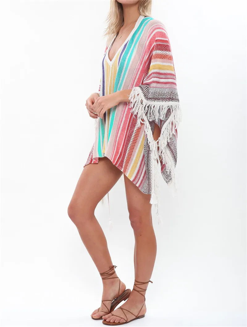 Цветной пляжный купальный костюм для женщин пляжная одежда трикотажное платье