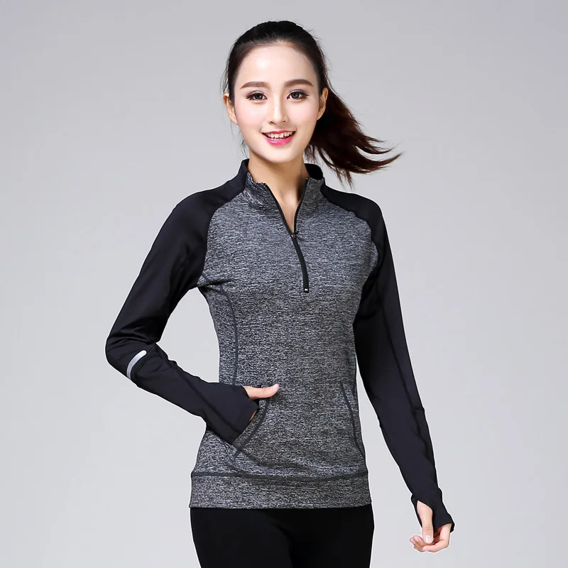 Women Long Sleeve Quick Dry Elastic Gym Fitness Yoga Jackets Outdoor