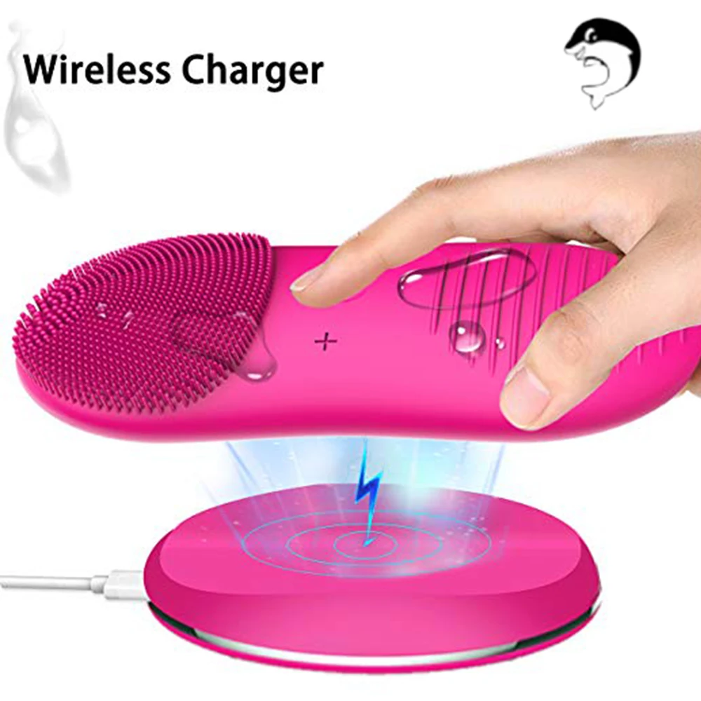 Carregador sem Fio de Silicone Escova de Limpeza Velocidades para Limpeza Profunda dos Poros Facial Sônica Rosto Escova Cravo Remover Massagem 12 7 silicone facial sonic rosto escova 12 velocidades
