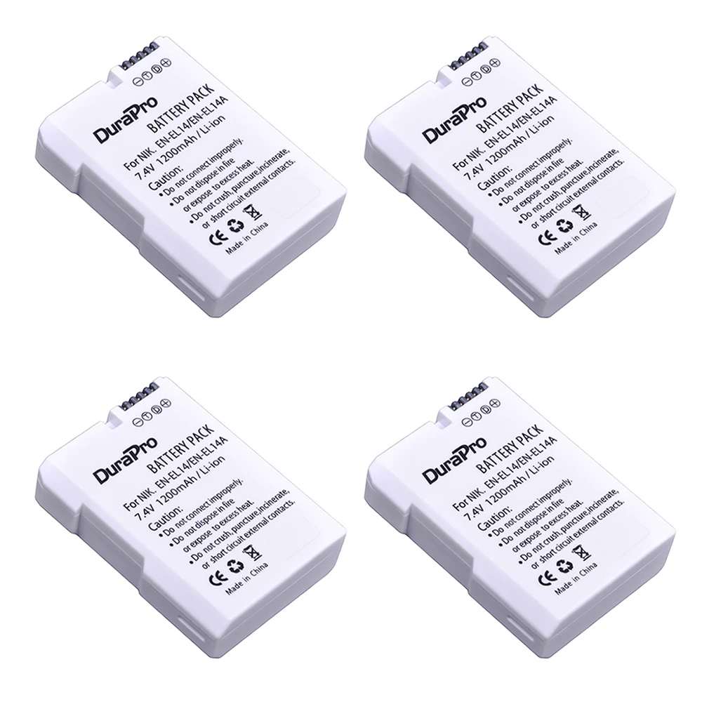 

4x 1200mah EN EL14 EN-EL14 EL14 Camera Battery Batterie AKKU for Nikon ENEL14 EN-EL14a D5200 D5100 D3100 D3200 P7100 P7000 P7700