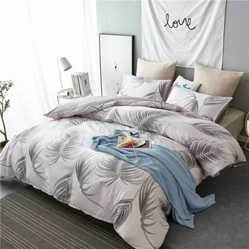 

Nordic style leaves print Bedclothes Bedding Set Queen king Size Quilt Cover Pillowcase flat Bedsheet