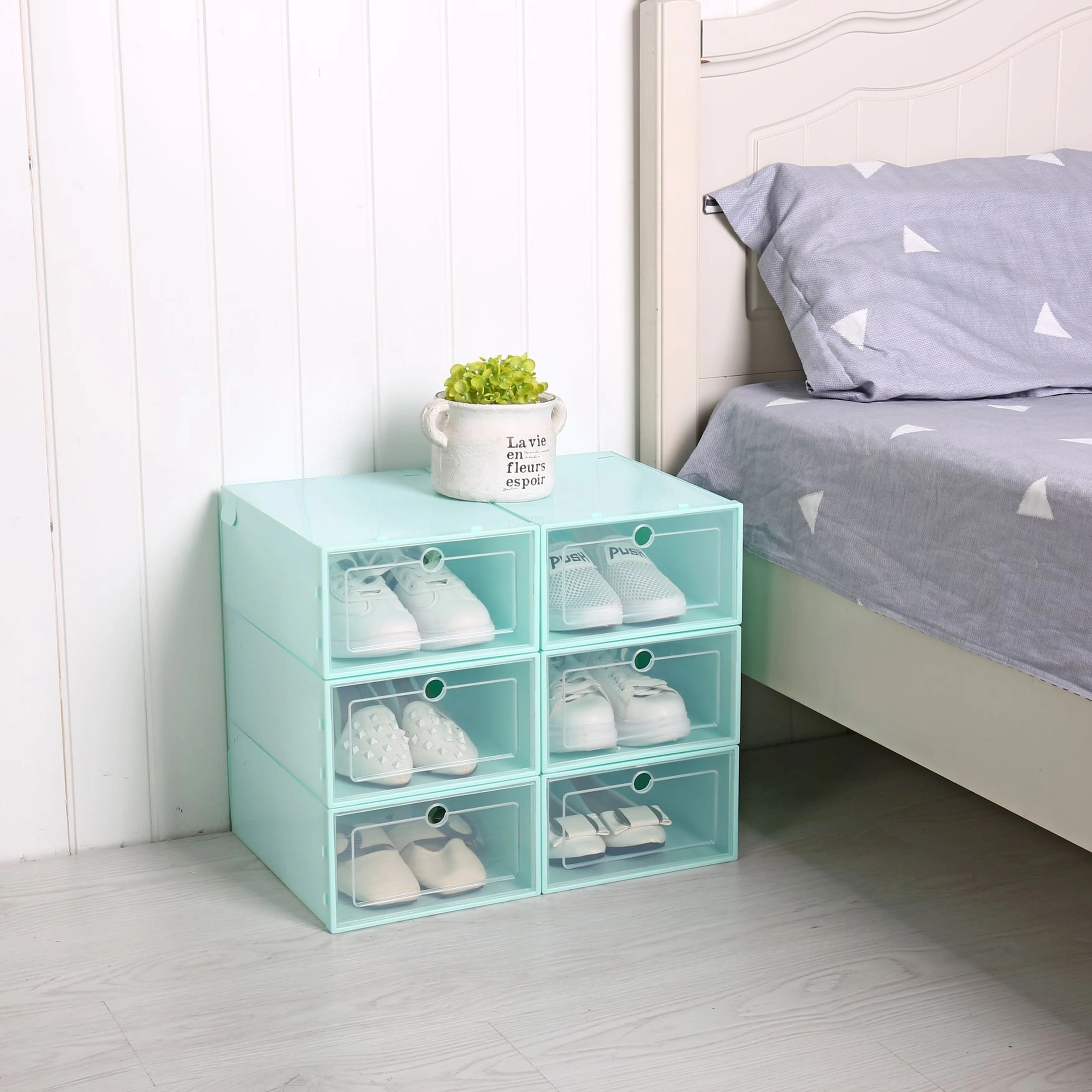 

6PCS/SET Shoe Box Shoe Cabinet Multifunctional Thickened and Flipped Shoe Receiving Box Transparent Drawer Storage Cabinet