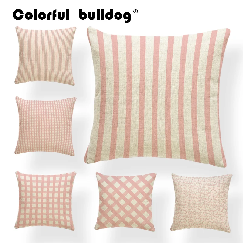 

Personalized Geometric Pattern Pillow Pink Blue Green Striped Mesh Line Graphics 45X45Cm Polyester Decorative Cushion Pillows