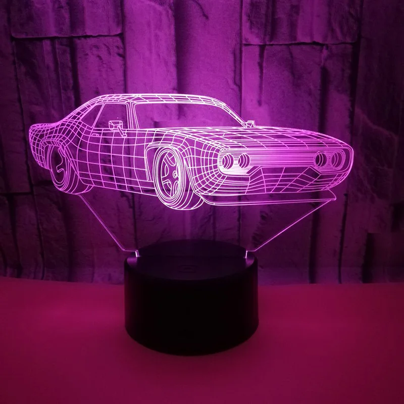  Acrylic 3D Car Visualization Optical Illusion Lamp 7 Colors Changing Desk Lamp USB LED Touch Home D - 32904742945
