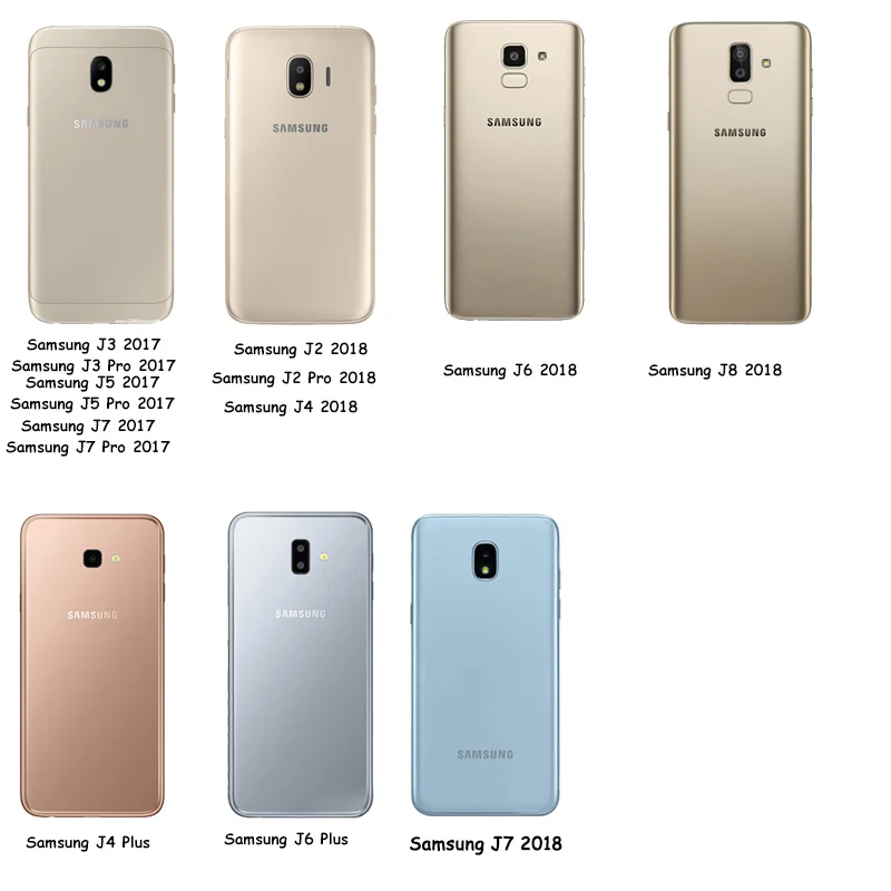 ТПУ чехол для Samsung Galaxy J2 J3 J4 J5 J6 J7 Plus Pro 2017 2018 противоударный мягкий прозрачный