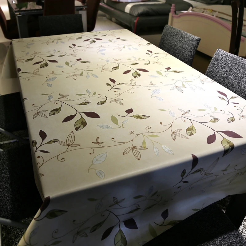 Pastoral Style Leaf Waterproof Table cloth PVC Tablecloth Oilproof