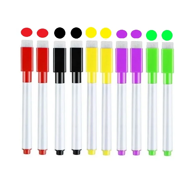 10pcs Magnetic Whiteboard Marker Pen White Board Pen Dry wipe Fine Nib Pen with Eraser Rubber Magnetic Pen Brush Drawing Pen molten football basketball volleyball handball strategy coach tactical board tactics plate magnetic dry wipe traning equimpment