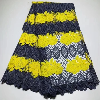 

Tollola Nigerian Laces Fabrics High Quality African Laces Fabric For Wedding Dress French Cord Lace Yellow and Black