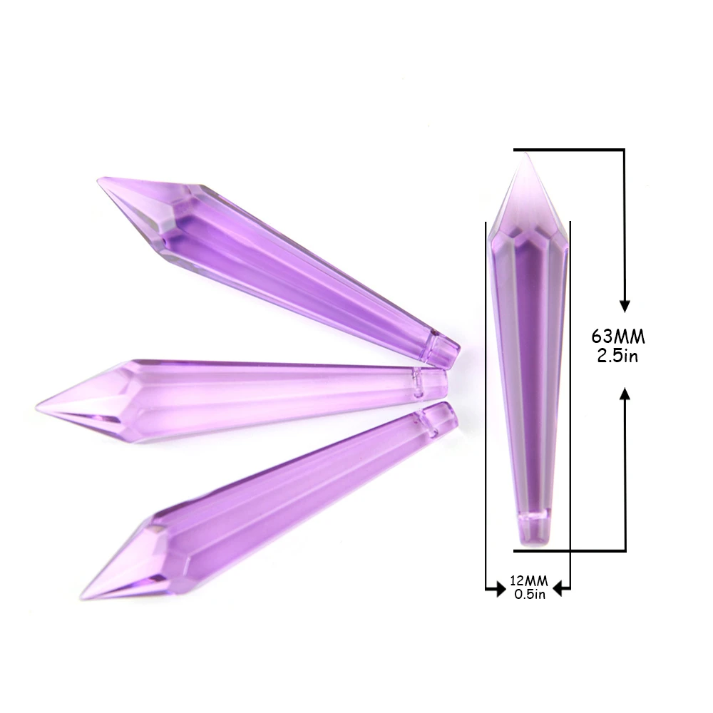 Hanging 10pcs Lilac Chandelier Glass Crystal Lamp Prisms Part Drops Pendant 55MM 