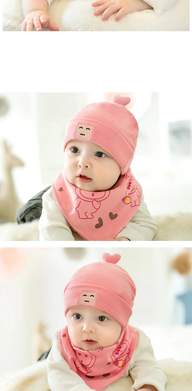 CieiK Baby Hat and Scarf Set Cotton Winter Hats for Kids Newborn Warm Cute Cartoon beanie Ear Protect Infant Crochet Photography (8)