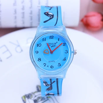 

2018 famous brand transparent women children girls cartoon fish bone frog quartz wristwatch resin face students waterproof cloc