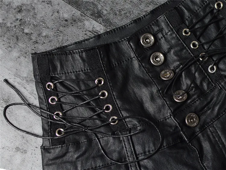 Stretch jeans stretch jeans for women's wear ultra high waist strap decorative coating leather stretch jeans PU large size (12)