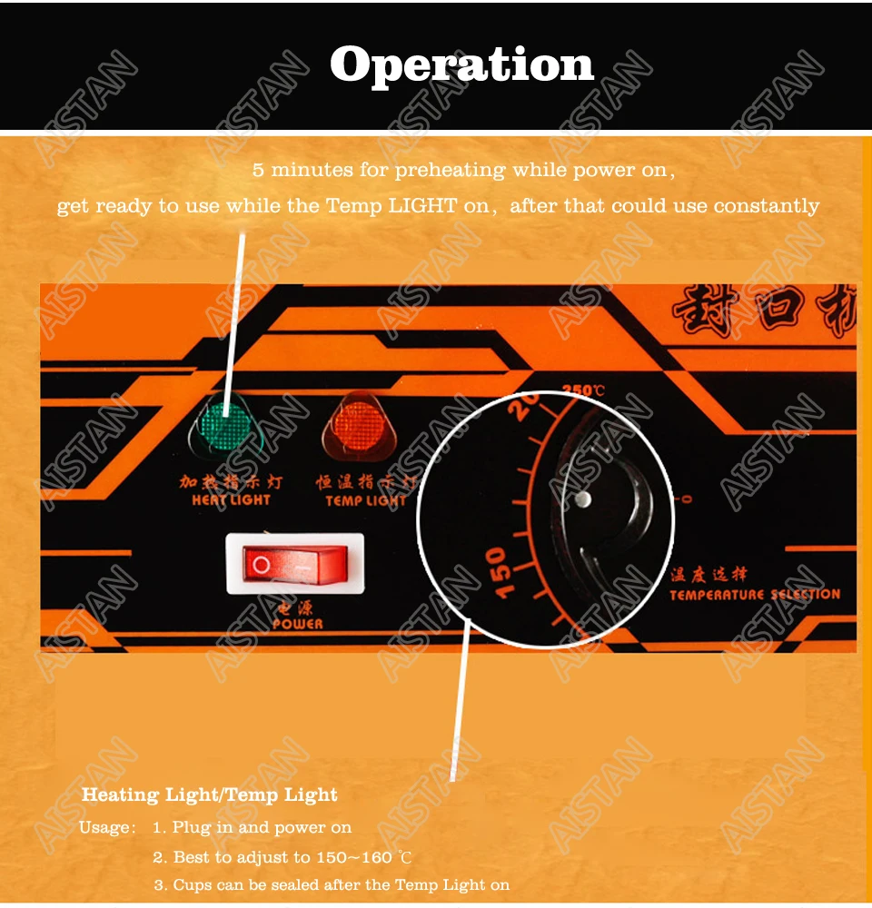 WY802D Hand Held plastic beverage bubble tea cup sealing machine for cup sealing firm type Heavy Duty 220V 110V