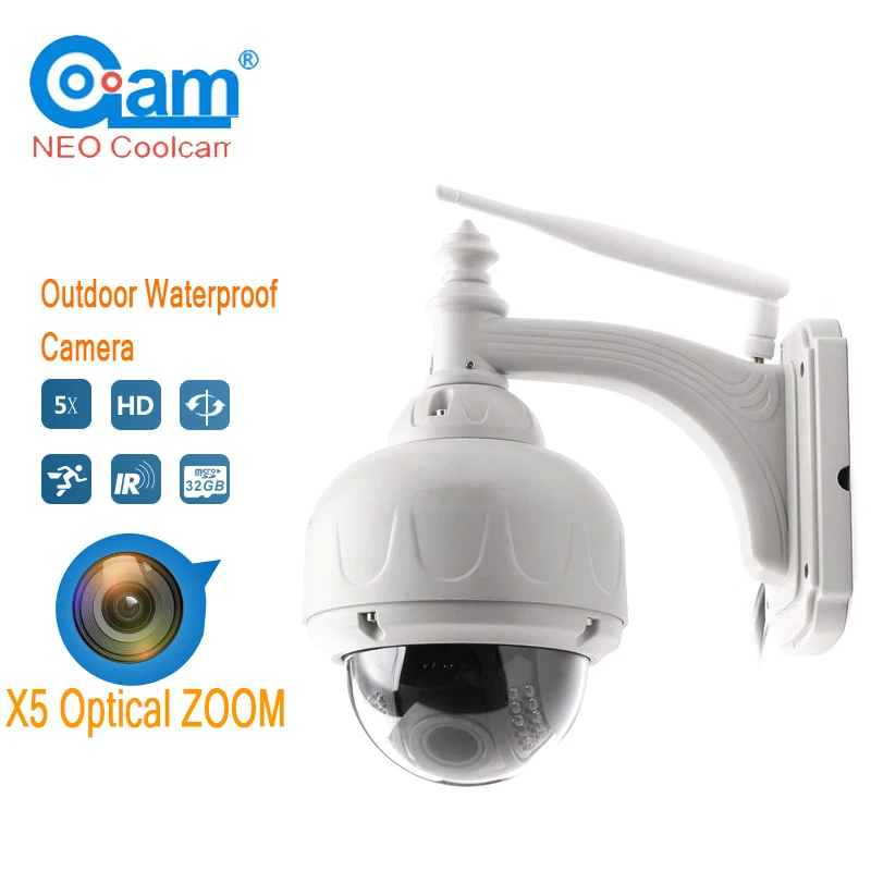 

NEO COOLCAM NIP-31FNZ HD 720P 5X Optical Zoom IP Camera Wifi Wireless Megapixel IP Cam Network Surveillance Built In 8G SD Card